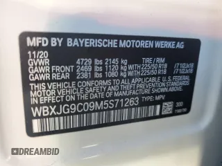 2021 BMW X1 xDrive28i with VIN WBXJG9C09M5S71263, listed as a Copart auction lot 46374565 with 61,537 mi miles and Salvage Title. Bid and sale history available at carsss.com. Image 13.