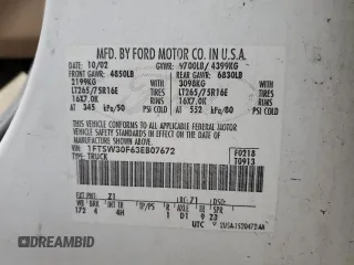 2003 Ford F-350 XL with VIN 1FTSW30F63EB07672, listed as a Copart auction lot 44244575 with 243,624 mi miles and Salvage Title. Bid and sale history available at DreamBid. Image 12.