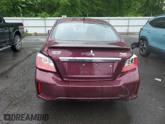 2024 Mitsubishi Mirage ES with VIN ML32FUFJXRHF09872, listed as a Copart auction lot 57054435 with 10,600 mi miles and Salvage title. Bid and sale history available at DreamBid. Image 6.