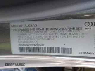 2016 Audi A7 3.0 Premium Plus with VIN WAUWGAFC2GN105498, listed as a IAAI auction lot 41488062 with 120,393 mi miles. Bid and sale history available at carsss.com. Image 9.