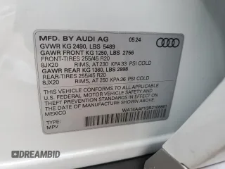 2024 Audi Q5 Sportback S line Premium с VIN WA14AAFY3R2106861, выставлен на аукционе Copart как лот 41789285 с пробегом 1 410 миль миль и Списание • Salvage title. История ставок и продаж доступна на DreamBid. Изображение 14.