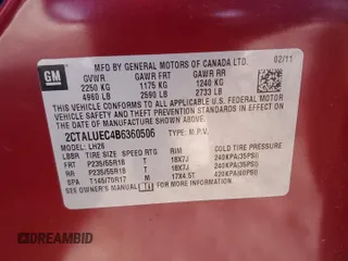 2011 GMC Terrain SLT-1 with VIN 2CTALUEC4B6360506, listed as a Copart auction lot 47655655 with Not Provided miles and Clean Title. Bid and sale history available at carsss.com. Image 12.