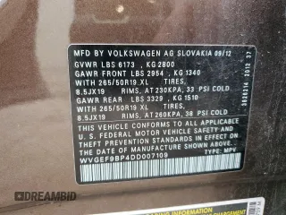 2013 Volkswagen Touareg Exec с VIN WVGEF9BP4DD007109, выставлен на аукционе Copart как лот 58890665 с пробегом 157 286 миль миль и Списание • Salvage title. История ставок и продаж доступна на DreamBid. Изображение 14.