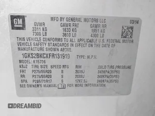 2015 GMC Yukon SLT with VIN 1GKS2BKCXFR131919, listed as a IAAI auction lot 41664827 with 149,398 mi miles. Bid and sale history available at carsss.com. Image 9.