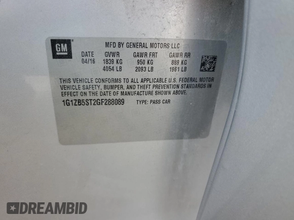 2016 Chevrolet Malibu LS with VIN 1G1ZB5ST2GF288089, listed as a Copart auction lot 52767235 with 107,823 mi miles and Salvage Title. Bid and sale history available at DreamBid. Image 12.