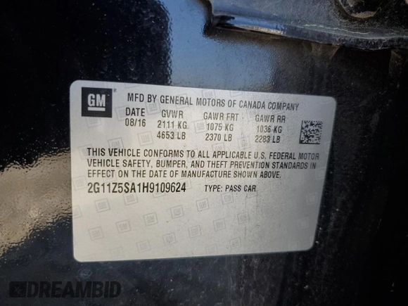 2017 Chevrolet Impala LS with VIN 2G11Z5SA1H9109624, listed as a Copart auction lot 51540565 with 186,467 mi miles and Clean Title. Bid and sale history available at DreamBid. Image 12.