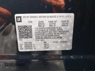 2020 GMC Terrain SLT z VIN 3GKALVEX3LL313408, wystawiony jako IAAI lot #42514561 z przebiegiem 176 047 mil mil oraz . Historia ofert i sprzedaży dostępna na DreamBid. Obrazek 9.