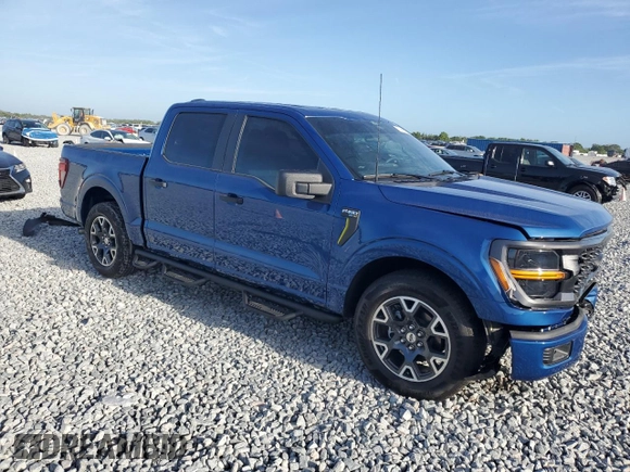 2024 Ford F-150 STX with VIN 1FTEW2KP2RKF00866, listed as a Copart auction lot 51946815 with 6,734 mi miles and Salvage Title. Bid and sale history available at carsss.com. Image 4.