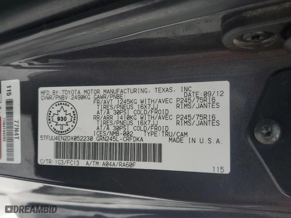 2013 Toyota Tacoma with VIN 5TFUU4EN2DX052230, listed as a Copart auction lot 43802675 with 102,410 mi miles and Salvage Title. Bid and sale history available at carsss.com. Image 12.