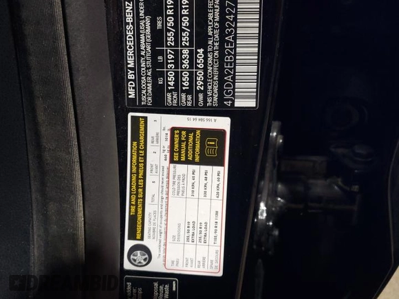 2014 Mercedes-Benz M 350 with VIN 4JGDA2EB2EA324276, listed as a Copart auction lot 53808515 with 199,264 mi miles and Salvage Title. Bid and sale history available at DreamBid. Image 14.