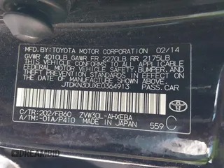 2014 Toyota Prius Four with VIN JTDKN3DUXE0364913, listed as a IAAI auction lot 41998340 with 113,541 mi miles. Bid and sale history available at carsss.com. Image 9.