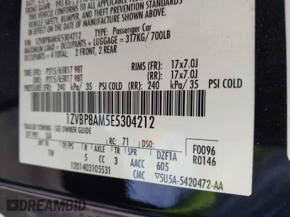 2014 Ford Mustang V6 z VIN 1ZVBP8AM5E5304212, wystawiony jako IAAI lot #42349481 z przebiegiem 18 478 mil mil oraz . Historia ofert i sprzedaży dostępna na DreamBid. Obrazek 9.