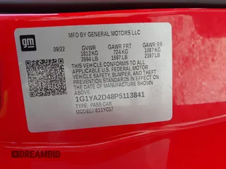 2023 Chevrolet Corvette 1LT z VIN 1G1YA2D48P5113841, wystawiony jako IAAI lot #41888380 z przebiegiem 39 035 mil mil oraz . Historia ofert i sprzedaży dostępna na DreamBid. Obrazek 9.