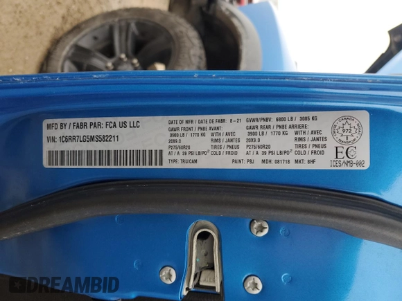 2021 Ram 1500 SLT z VIN 1C6RR7LG5MS582211, wystawiony jako Copart lot #86731804 z przebiegiem 49 785 mil mil oraz Szkoda całkowita • Salvage title. Historia ofert i sprzedaży dostępna na DreamBid. Obrazek 12.