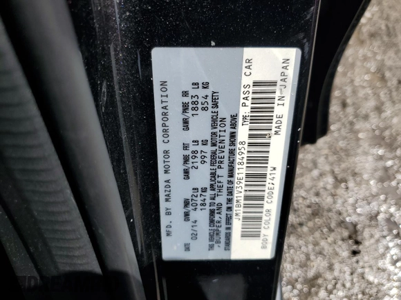 2014 Mazda 3 S Touring with VIN JM1BM1V39E1184958, listed as a Copart auction lot 48529135 with 171,367 mi miles and Salvage Title. Bid and sale history available at DreamBid. Image 12.