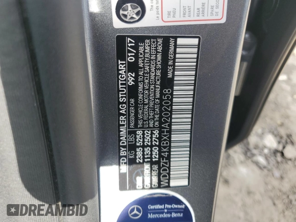 2017 Mercedes-Benz E 300 Luxury with VIN WDDZF4KBXHA202058, listed as a Copart auction lot 88062475 with 166,143 mi miles and Salvage Title. Bid and sale history available at DreamBid. Image 12.