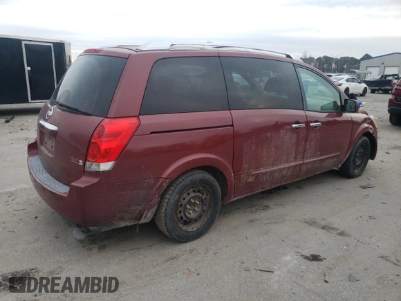 2007 Nissan Quest with VIN 5N1BV28U27N130688, listed as a Copart auction lot 42023765 with 219,621 mi miles and Salvage Title. Bid and sale history available at carsss.com. Image 3.