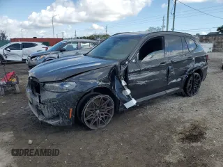 2023 BMW X3 M with VIN 5YM13EC02P9R76895, listed as a Copart auction lot 44812685 with 17,257 mi miles and Salvage Title. Bid and sale history available at carsss.com. Image 1.