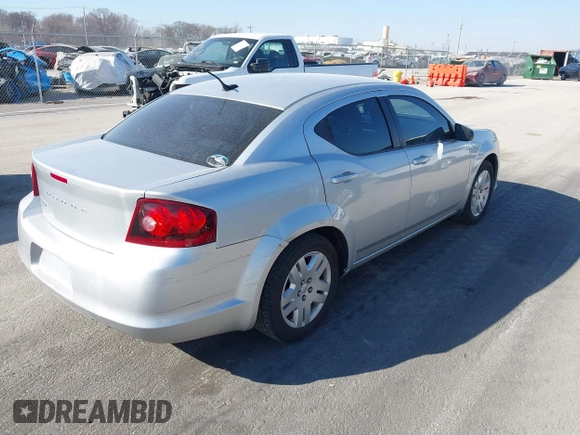 2012 Dodge Avenger SE with VIN 1C3CDZAB3CN147155, listed as a IAAI auction lot 41762561 with 117,955 mi miles. Bid and sale history available at carsss.com. Image 4.
