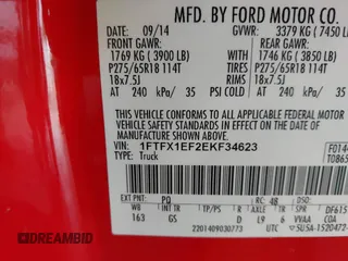 2014 Ford F-150 XL z VIN 1FTFX1EF2EKF34623, wystawiony jako IAAI lot #42614241 z przebiegiem 239 192 mil mil oraz . Historia ofert i sprzedaży dostępna na DreamBid. Obrazek 9.