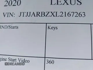 2020 Lexus NX 300 F Sport z VIN JTJJARBZXL2167263, wystawiony jako IAAI lot #41791058 z przebiegiem Nie podano mil oraz . Historia ofert i sprzedaży dostępna na DreamBid. Obrazek 9.