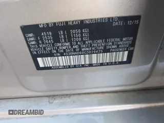 2016 Subaru Legacy Premium with VIN 4S3BNAD60G3029425, listed as a IAAI auction lot 42339408 with 74,900 mi miles and . Bid and sale history available at DreamBid. Image 9.