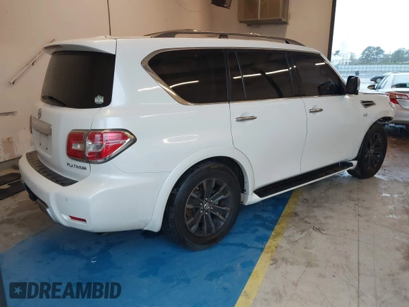 2019 Nissan Armada Platinum z VIN JN8AY2NF0K9352410, wystawiony jako IAAI lot #41078139 z przebiegiem 90 828 mil mil oraz . Historia ofert i sprzedaży dostępna na DreamBid. Obrazek 4.