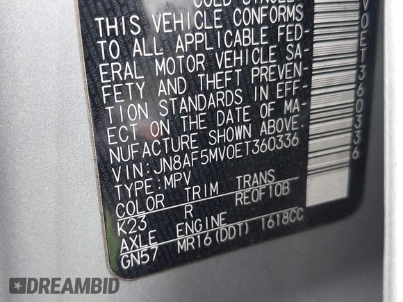 2014 Nissan Juke S with VIN JN8AF5MV0ET360336, listed as a IAAI auction lot 42260939 with 142,141 mi miles and . Bid and sale history available at DreamBid. Image 9.