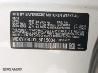 2020 BMW X2 sDrive28i with VIN WBXYH9C01L5P15004, listed as a IAAI auction lot 41128060 with 86,052 mi miles. Bid and sale history available at carsss.com. Image 9.