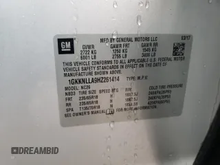 2017 GMC Acadia SLE with VIN 1GKKNLLA9HZ261414, listed as a Copart auction lot 85209054 with 45,909 mi miles and Salvage Title. Bid and sale history available at carsss.com. Image 16.