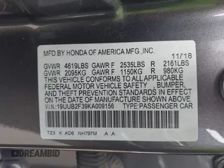 2019 Acura TLX with VIN 19UUB2F39KA009156, listed as a IAAI auction lot 41777615 with 111,540 mi miles and . Bid and sale history available at DreamBid. Image 9.
