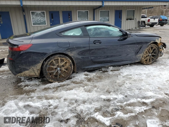 2023 BMW 8 Series 840i with VIN WBAAE4C03PCM06630, listed as a Copart auction lot 46220785 with 0 mi miles and Salvage Title. Bid and sale history available at carsss.com. Image 3.