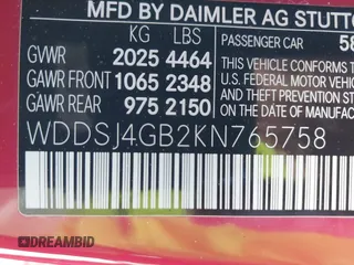 2019 Mercedes-Benz CLA 250 with VIN WDDSJ4GB2KN765758, listed as a IAAI auction lot 41224233 with 31,498 mi miles and . Bid and sale history available at DreamBid. Image 9.