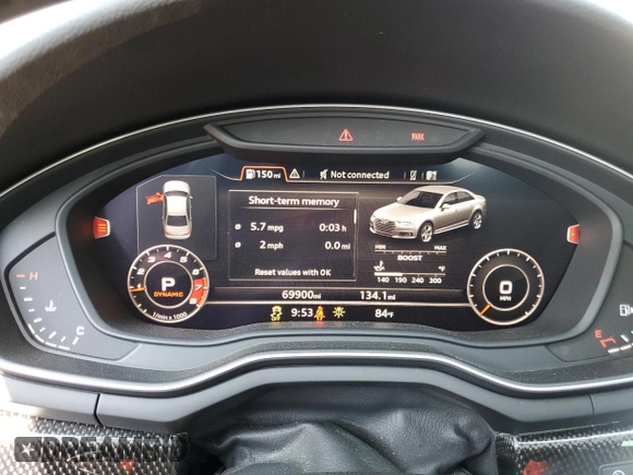 2018 Audi S4 Premium Plus with VIN WAUB4AF45JA201009, listed as a Copart auction lot 65605514 with 69,900 mi miles and Salvage Title. Bid and sale history available at carsss.com. Image 9.