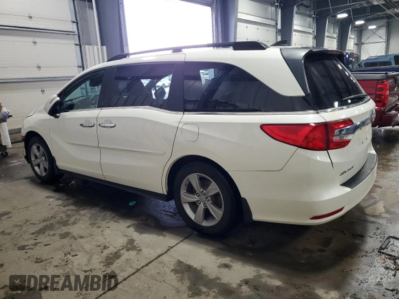 2019 Honda Odyssey EX-L z VIN 5FNRL6H74KB028844, wystawiony jako Copart lot #45184545 z przebiegiem 146 588 mil mil oraz Szkoda całkowita • Salvage title. Historia ofert i sprzedaży dostępna na DreamBid. Obrazek 2.