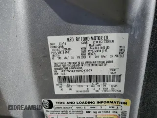 2014 Ford F-150 XL with VIN 1FTFW1EF1EKD43603, listed as a Copart auction lot 51505975 with 204,240 mi miles and Salvage Title. Bid and sale history available at carsss.com. Image 12.