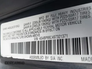 2009 Subaru Outback Ltd with VIN 4S4BP66C497321371, listed as a IAAI auction lot 42150110 with 150,459 mi miles. Bid and sale history available at carsss.com. Image 9.