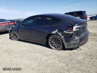 2025 Tesla Model 3 Long Range with VIN 5YJ3E1EA9SF903399, listed as a Copart auction lot 47072015 with 4,770 mi miles and Salvage Title. Bid and sale history available at carsss.com. Image 2.