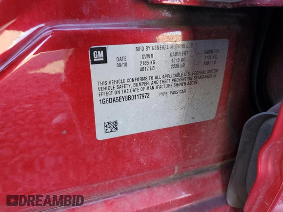 2011 Cadillac CTS with VIN 1G6DA5EY8B0117972, listed as a Copart auction lot 53690545 with 159,816 mi miles and Salvage Title. Bid and sale history available at DreamBid. Image 12.