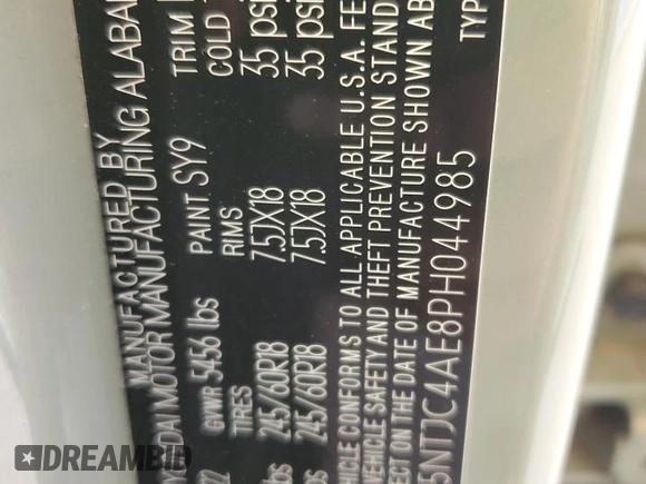 2023 Hyundai Santa Cruz SEL z VIN 5NTJC4AE8PH044985, wystawiony jako Copart lot #84774144 z przebiegiem 11 643 mil mil oraz Szkoda całkowita • Salvage title. Historia ofert i sprzedaży dostępna na DreamBid. Obrazek 15.
