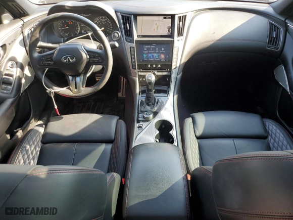 2021 Infiniti Q50 RED SPORT 400 with VIN JN1FV7DR8MM881013, listed as a Copart auction lot 74689124 with 51,622 mi miles and Salvage Title. Bid and sale history available at carsss.com. Image 8.