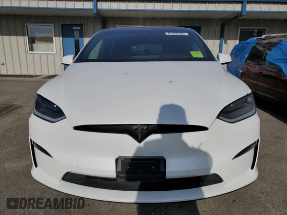 2022 Tesla Model X with VIN 7SAXCDE51NF342652, listed as a Copart auction lot 42756105 with Not Provided miles and Salvage Title. Bid and sale history available at DreamBid. Image 5.