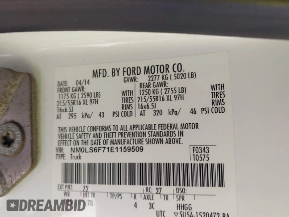 2014 Ford Transit Connect XLT с VIN NM0LS6F71E1159509, выставлен на аукционе IAAI как лот 42292596 с пробегом 141 174 миль миль и . История ставок и продаж доступна на DreamBid. Изображение 9.