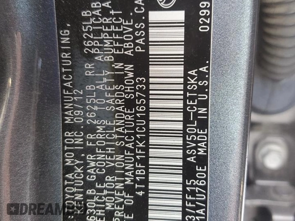 2012 Toyota Camry L with VIN 4T1BF1FK1CU165733, listed as a Copart auction lot 42449355 with 113,041 mi miles and Salvage Title. Bid and sale history available at carsss.com. Image 15.