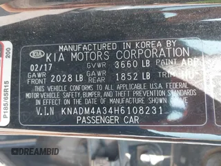 2017 Kia Rio LX with VIN KNADM4A34H6108231, listed as a IAAI auction lot 40194039 with 100,773 mi miles. Bid and sale history available at carsss.com. Image 9.