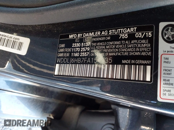 2015 Mercedes-Benz CLS 400 with VIN WDDLJ6HB7FA154135, listed as a IAAI auction lot 41634319 with 158,716 mi miles and . Bid and sale history available at DreamBid. Image 9.