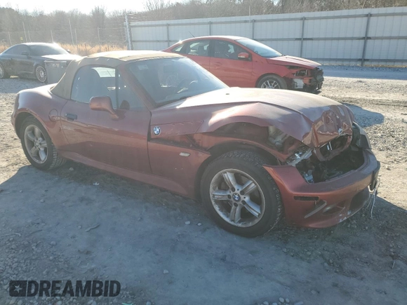 2000 BMW Z3 2.5L with VIN WBACH9341YLM91548, listed as a Copart auction lot 41714505 with 78,652 mi miles and Salvage Title. Bid and sale history available at carsss.com. Image 4.