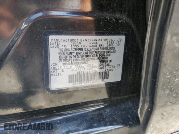 2014 Nissan Sentra SR z VIN 3N1AB7AP8EL653742, wystawiony jako Copart lot #57435875 z przebiegiem 109 073 mil mil oraz Szkoda całkowita • Salvage title. Historia ofert i sprzedaży dostępna na DreamBid. Obrazek 13.