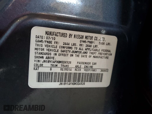 2011 Infiniti M37 with VIN JN1BY1APXBM324526, listed as a Copart auction lot 54580094 with 174,419 mi miles and Clean Title. Bid and sale history available at carsss.com. Image 12.
