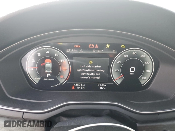 2023 Audi A4 S line Premium Plus with VIN WAUEAAF42PA020089, listed as a Copart auction lot 50093875 with 43,576 mi miles and Salvage Title. Bid and sale history available at DreamBid. Image 9.